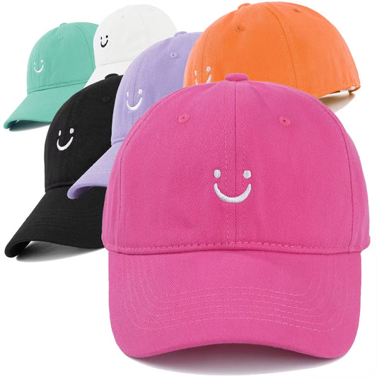 Smile Baseball Caps Embroider Smiling Face Hat Happy Lovers Hats Trucker Hat Mom Hat Dad Hat Adjustable